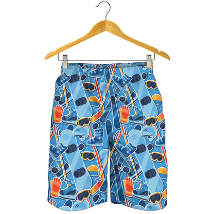 Skiing Equipment Pattern Print Men's Shorts