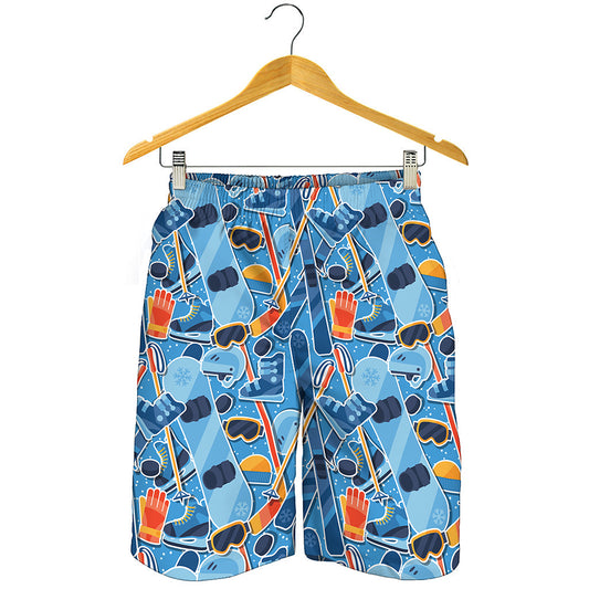 Skiing Equipment Pattern Print Men's Shorts