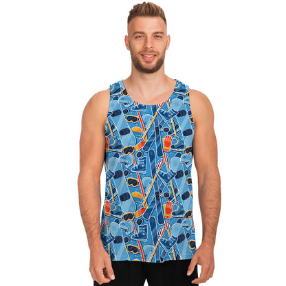 Skiing Equipment Pattern Print Men's Tank Top