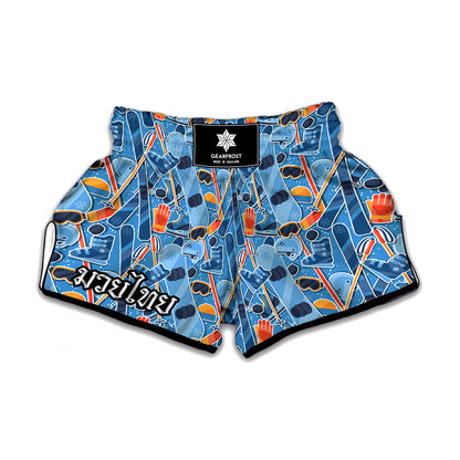 Skiing Equipment Pattern Print Muay Thai Boxing Shorts