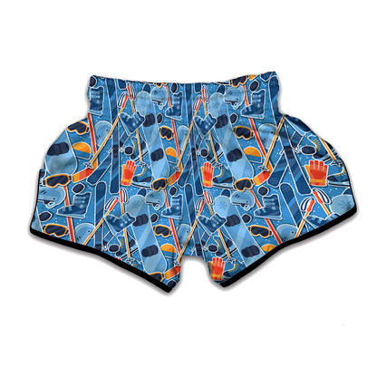 Skiing Equipment Pattern Print Muay Thai Boxing Shorts