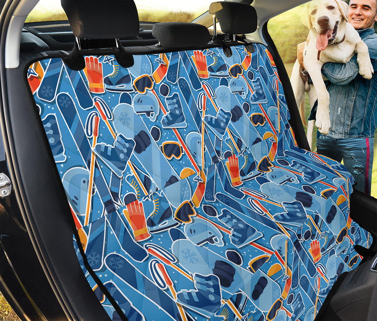 Skiing Equipment Pattern Print Pet Car Back Seat Cover