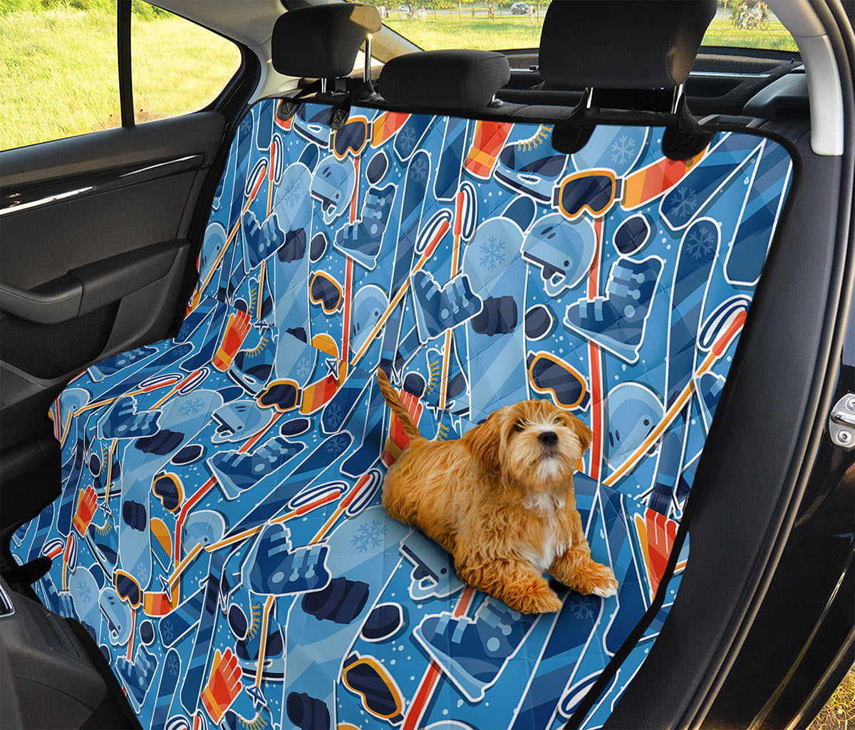 Skiing Equipment Pattern Print Pet Car Back Seat Cover