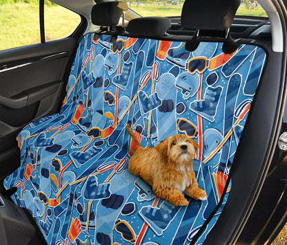 Skiing Equipment Pattern Print Pet Car Back Seat Cover