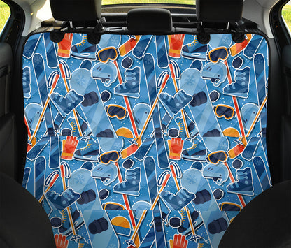 Skiing Equipment Pattern Print Pet Car Back Seat Cover