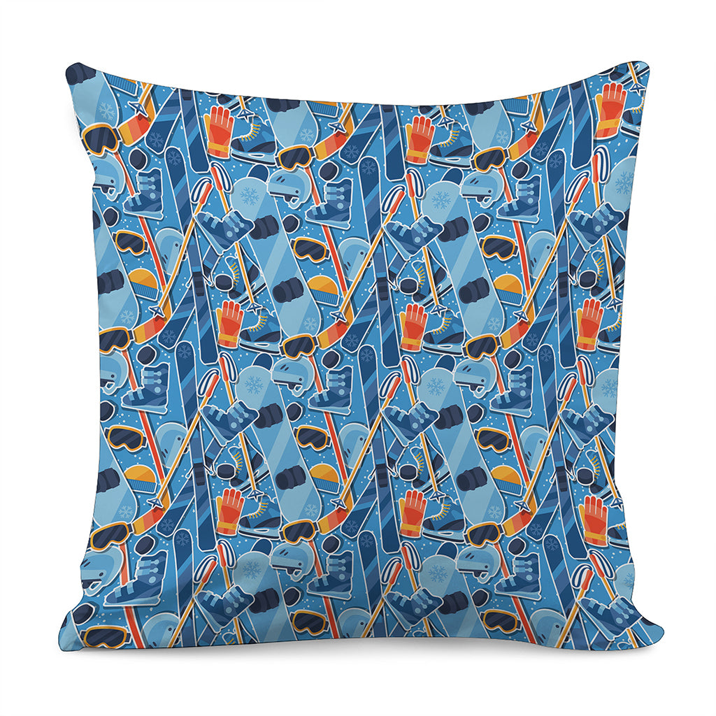 Skiing Equipment Pattern Print Pillow Cover