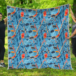 Skiing Equipment Pattern Print Quilt