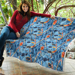 Skiing Equipment Pattern Print Quilt
