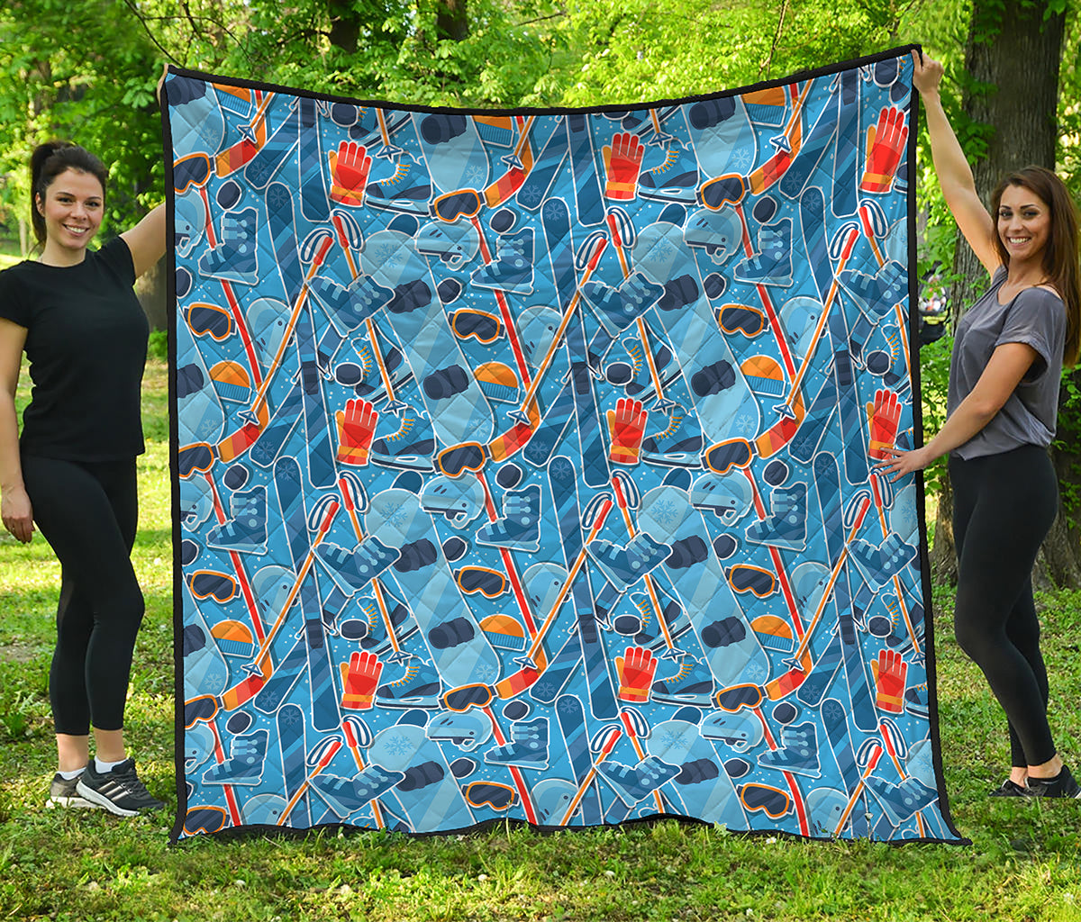 Skiing Equipment Pattern Print Quilt