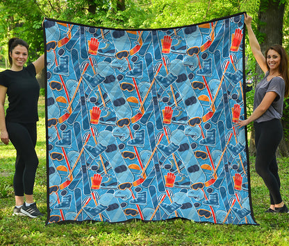 Skiing Equipment Pattern Print Quilt