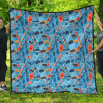 Skiing Equipment Pattern Print Quilt