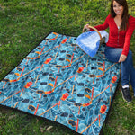 Skiing Equipment Pattern Print Quilt
