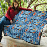 Skiing Equipment Pattern Print Quilt