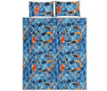 Skiing Equipment Pattern Print Quilt Bed Set