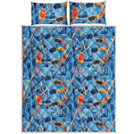 Skiing Equipment Pattern Print Quilt Bed Set