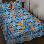 Skiing Equipment Pattern Print Quilt Bed Set