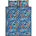 Skiing Equipment Pattern Print Quilt Bed Set