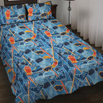 Skiing Equipment Pattern Print Quilt Bed Set
