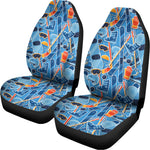 Skiing Equipment Pattern Print Universal Fit Car Seat Covers