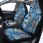 Skiing Equipment Pattern Print Universal Fit Car Seat Covers