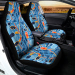 Skiing Equipment Pattern Print Universal Fit Car Seat Covers