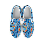 Skiing Equipment Pattern Print White Slip On Shoes