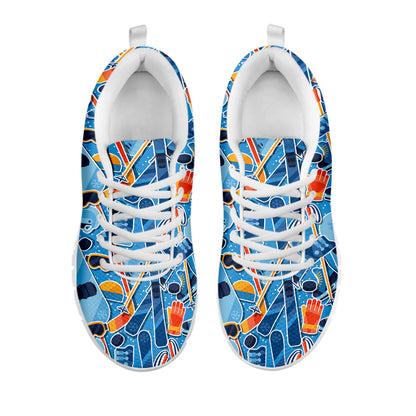 Skiing Equipment Pattern Print White Sneakers
