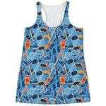 Skiing Equipment Pattern Print Women's Racerback Tank Top
