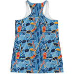 Skiing Equipment Pattern Print Women's Racerback Tank Top