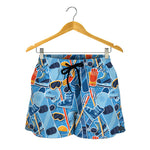 Skiing Equipment Pattern Print Women's Shorts