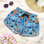 Skiing Equipment Pattern Print Women's Shorts
