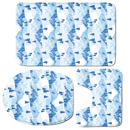 Skiing Mountain Print 3 Piece Bath Mat Set