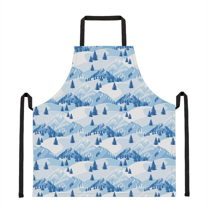Skiing Mountain Print Apron