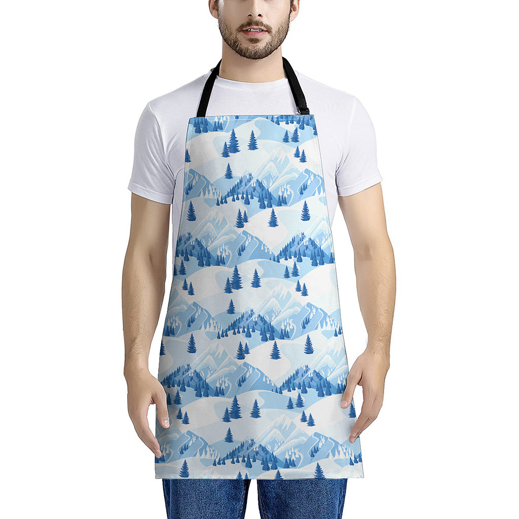 Skiing Mountain Print Apron