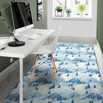 Skiing Mountain Print Area Rug