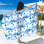 Skiing Mountain Print Beach Sarong Wrap