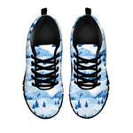 Skiing Mountain Print Black Sneakers