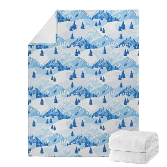 Skiing Mountain Print Blanket
