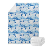 Skiing Mountain Print Blanket