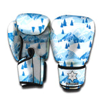 Skiing Mountain Print Boxing Gloves