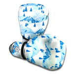 Skiing Mountain Print Boxing Gloves
