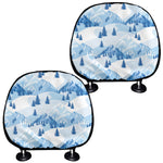 Skiing Mountain Print Car Headrest Covers