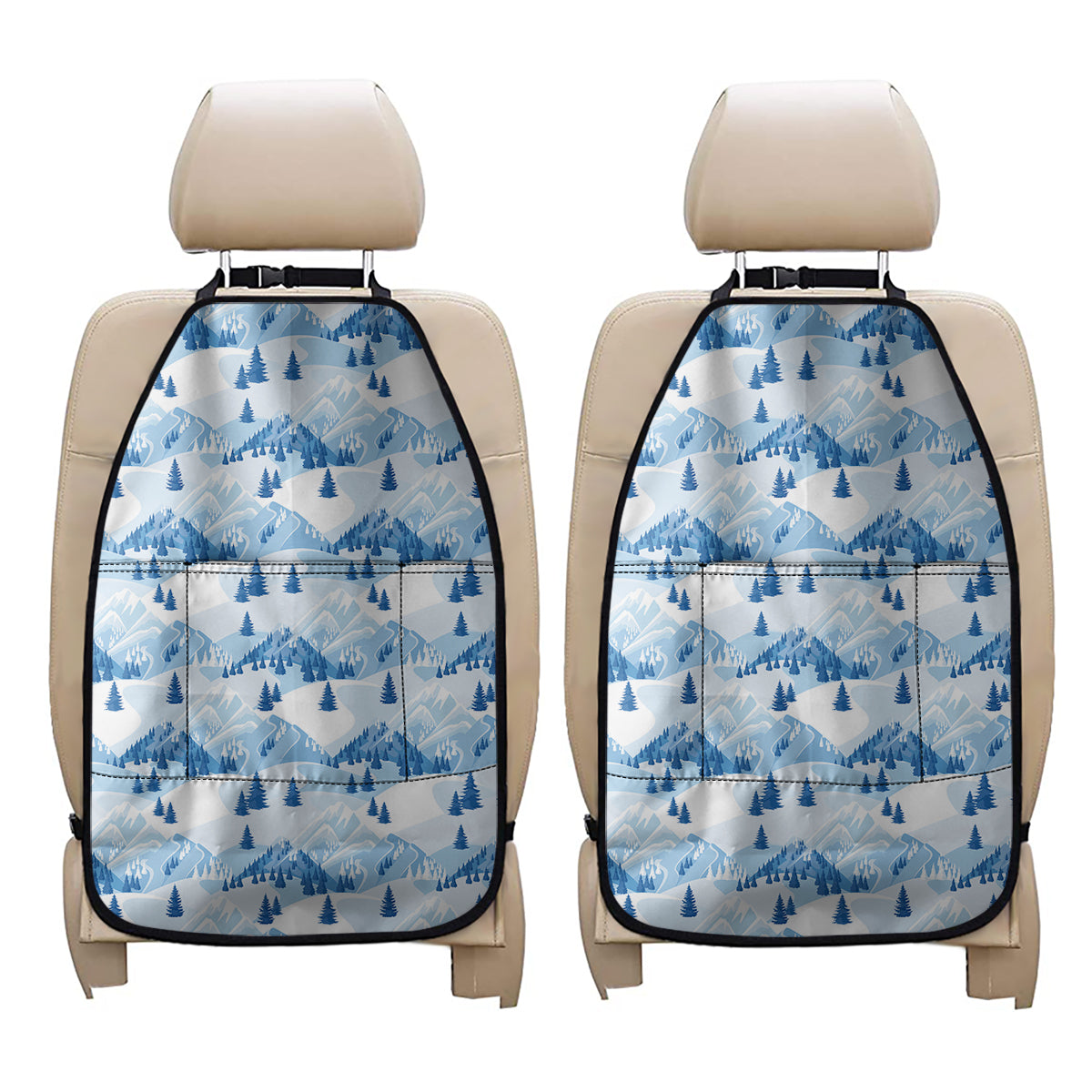 Skiing Mountain Print Car Seat Organizers