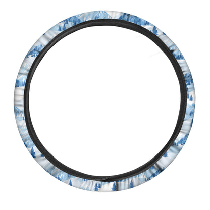 Skiing Mountain Print Car Steering Wheel Cover