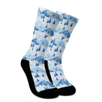 Skiing Mountain Print Crew Socks