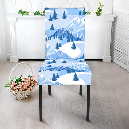 Skiing Mountain Print Dining Chair Slipcover