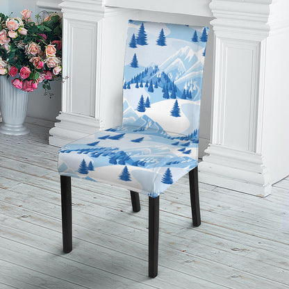 Skiing Mountain Print Dining Chair Slipcover