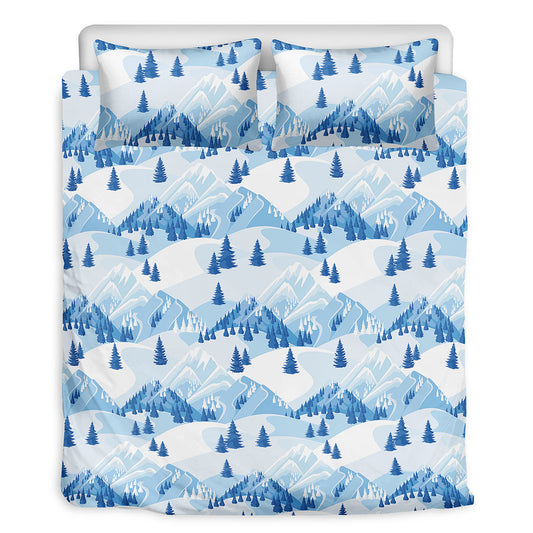 Skiing Mountain Print Duvet Cover Bedding Set