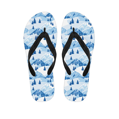 Skiing Mountain Print Flip Flops