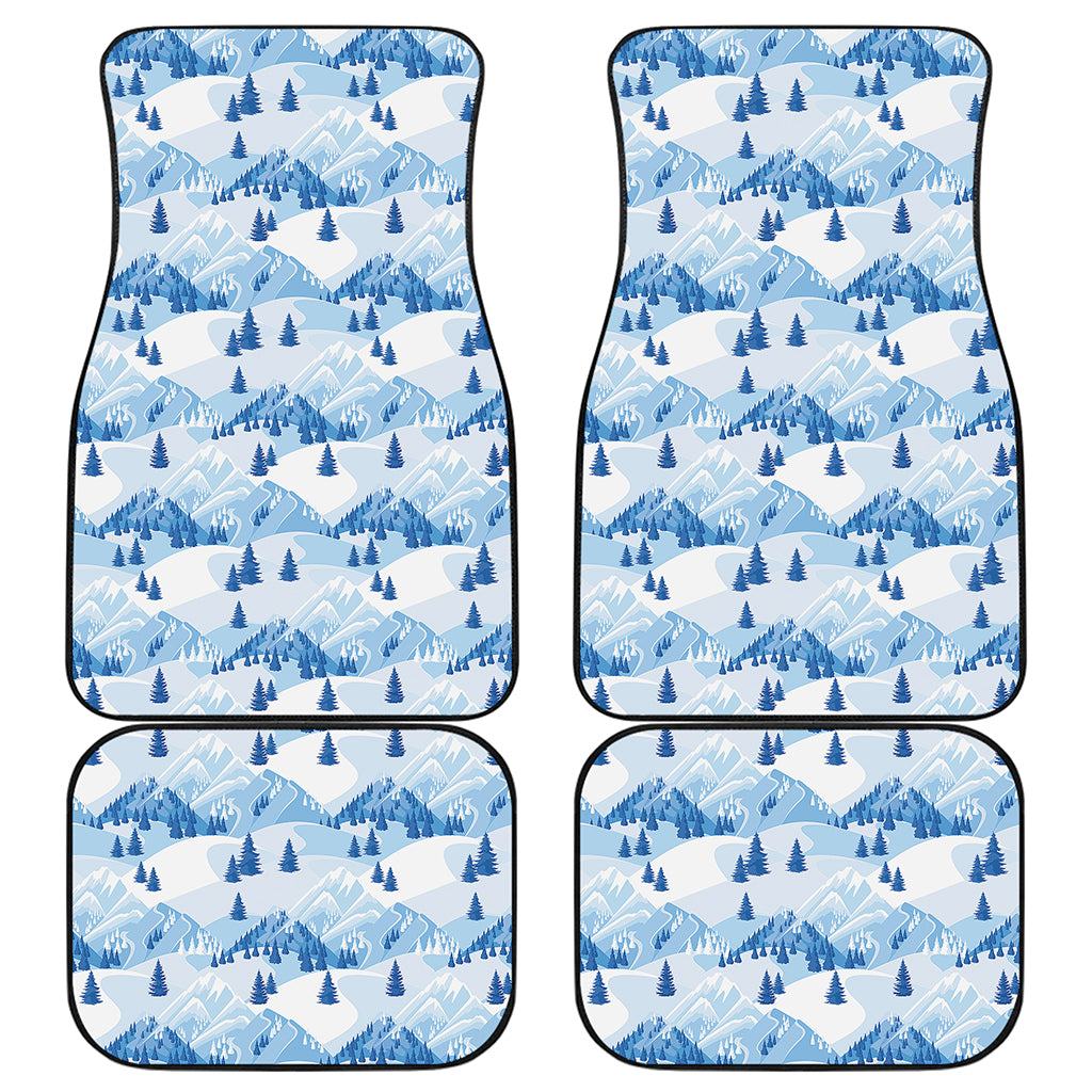 Skiing Mountain Print Front and Back Car Floor Mats